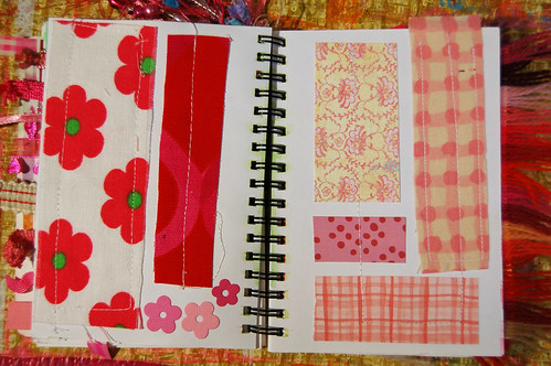 Pink Notebook: fabric and papers