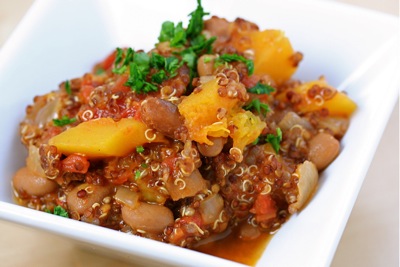 andean bean stew with squash and quinoa