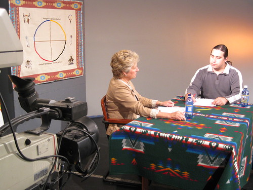FNS Administrator Julie Paradis discusses FNS programs with Tonka Howard, host of Good Medicine, at the KSKC Public TV station on the Flathead Reservation.