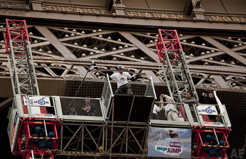 Taig Khris jumps Eiffel Tower rollers