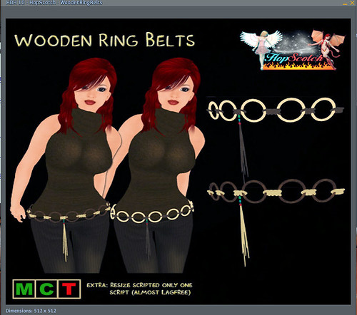 69L Wednesday HopScotch Wooden Ring Belts