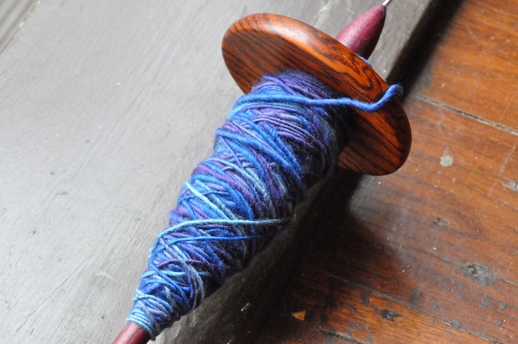 First attempt at spinning with a drop spindle