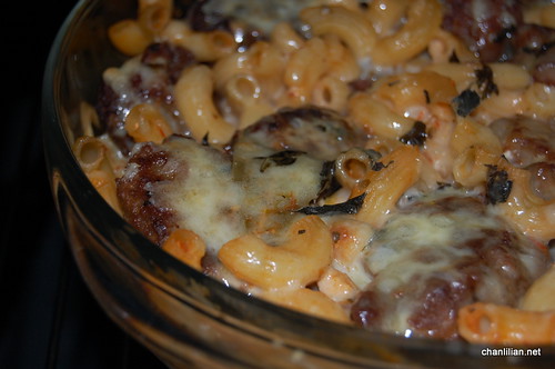 baked macaroni and meatballs