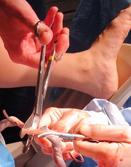 Derek cutting umbilical cord