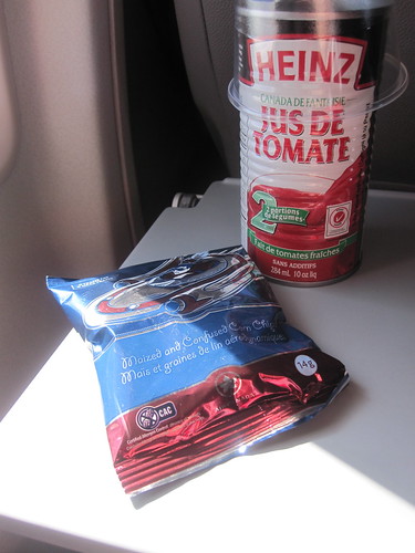 Tomato juice, plane snack