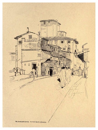 007- Tiendas de joyeros en el puente Vecchio-Florence  a sketch book (1914)- Richards Fred