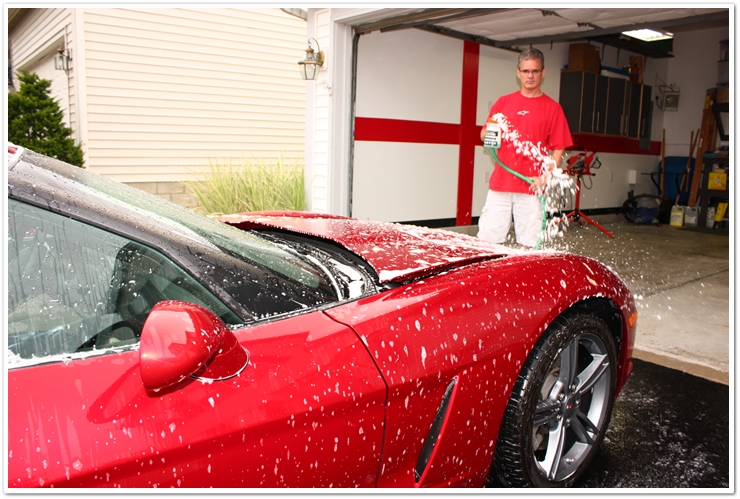 Gilmour Foam Gun spraying shampoo for car wash