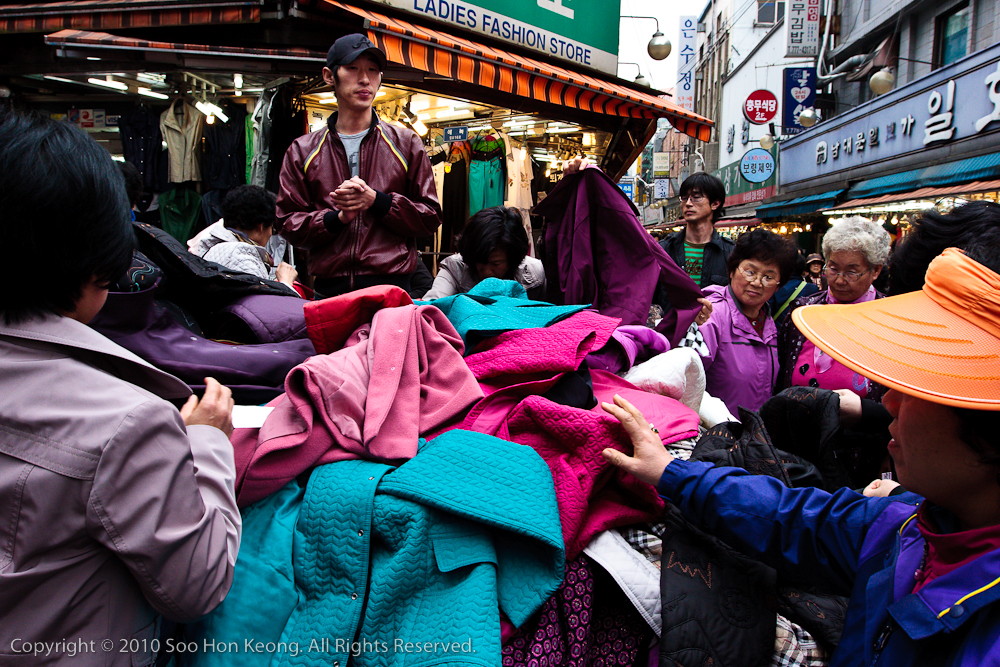Clothes Seller @ Namdaemun Market. Seoul, Korea