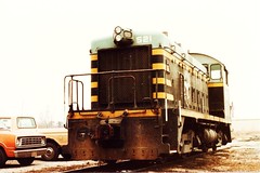 Belt Railway of Chicago EMD switcher # 521 idling at Clearing Yard. Bedford Park Illinois. March 1985.