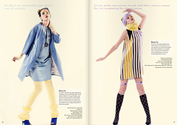 Hight fashion editorial, Blue and Stripes. Le Magazine Issue 3, All The Colours Of The Rainbow