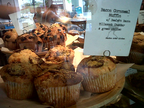 Bacon Cornmeal Muffin @ Random Order Coffeehouse in Portland. Best muffins ever!