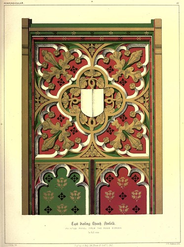012- Panel de madera pintado de la reja este -iglesia de Harling - Norfolk-Gothic ornaments.. 1848-50-)- Kellaway Colling