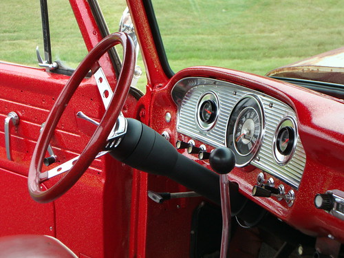 Steering Wheel And Guages On A 1965 Ford Pickup