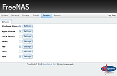 FreeNAS 0.8 pre-Beta Services Page