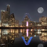 Austin Skyline with Moon