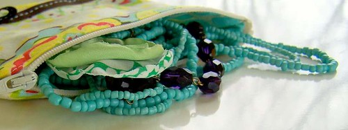 Turquoise jewelry in zipper pouch
