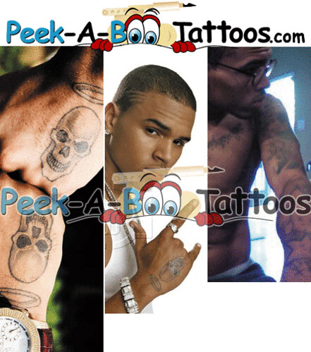 Talented RnB singer Chris Brown has tattoos on his hands of skulls and also 