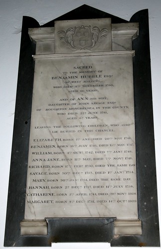 Memorial Tablet at St Mary, West Malling, Kent