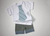Dapper set - knit shorties & appliqued t-shirt - medium