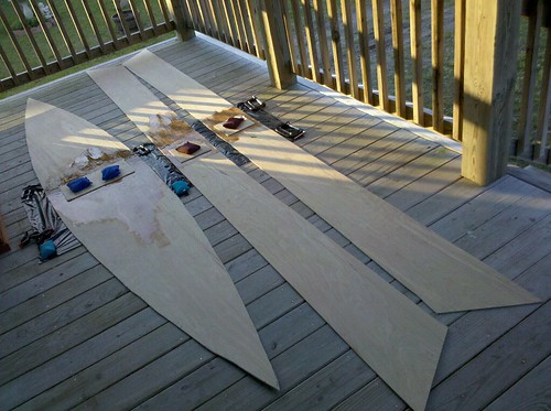 Start by measuring and cutting your panels. Stitch and glue is fairly 