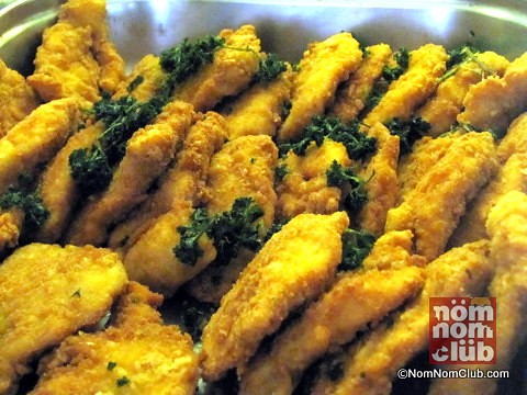 Fish Fillet in Magic Flakes Savory Cracker Dust and Brasied Vegetable Chinese Style.