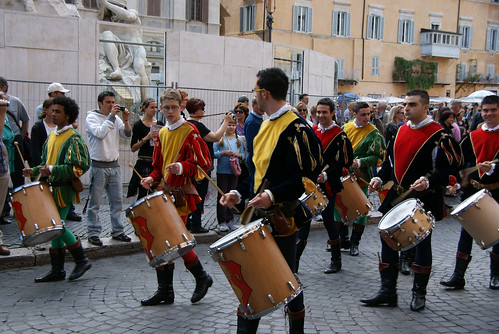 Marching drummers in Piazza Navona