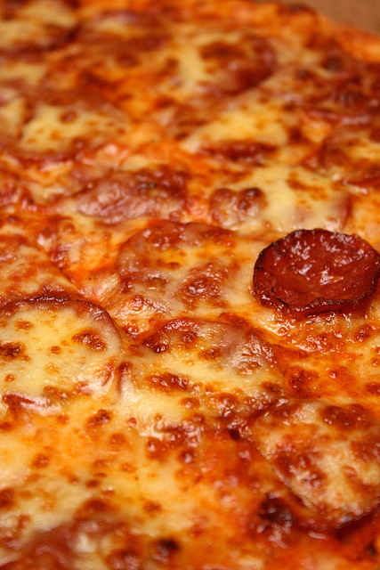Pepperoni pizza - loads of mozzarella cheese and beef pepperoni