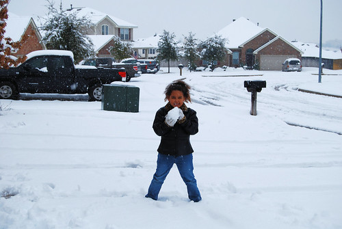 Hannah Making a Snowball