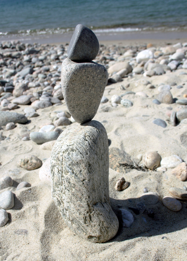 stacked rocks on the beach