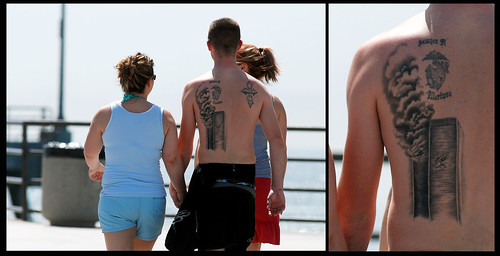 9/11 tattoo. Taken during the ASP Vans Pier Classic Surf Contest @ the Huntington Beach Pier, California - March 27, 2010.