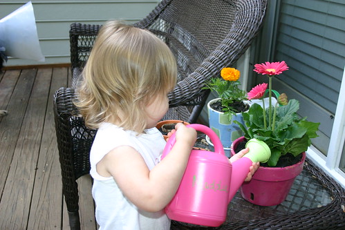 Watering her plants