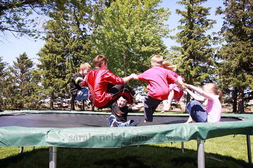 . fun on the trampoline .