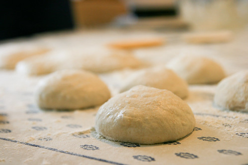 Making Fougasse: Forming the dough into balls