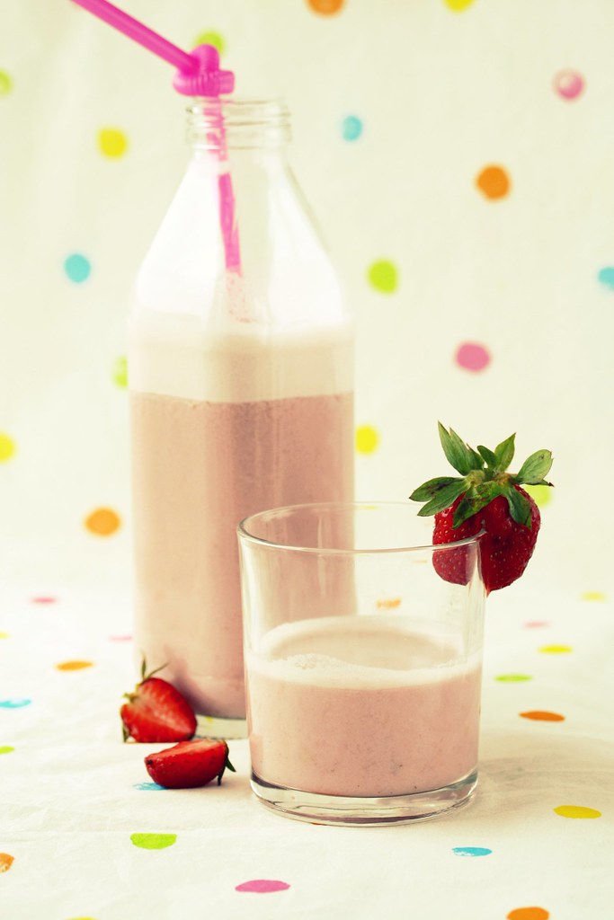 Raw vegan strawberry milkshake