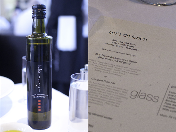 Luke Mangan's brand of olive oil and Let's Do Lunch menu
