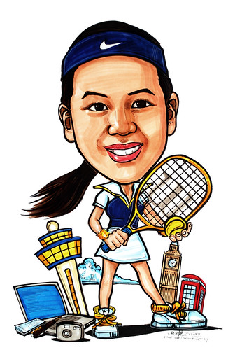 lady tennis player caricature