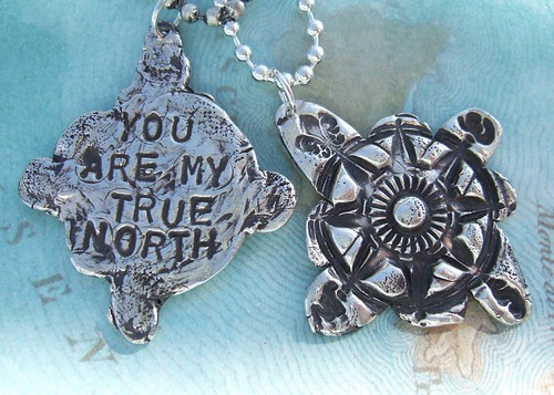 You Are My True North, Fine Silver Compass Necklace by HappyGoLicky by 