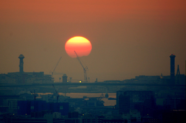 神戸に沈む夕日