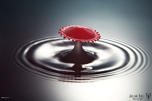 Red Splash by Julian Evil, High Speed Photography-water drop collision - splash