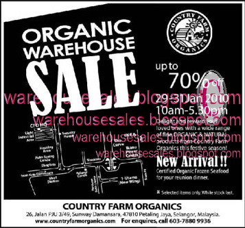 29 - 31 Jan: Organic Warehouse Sale