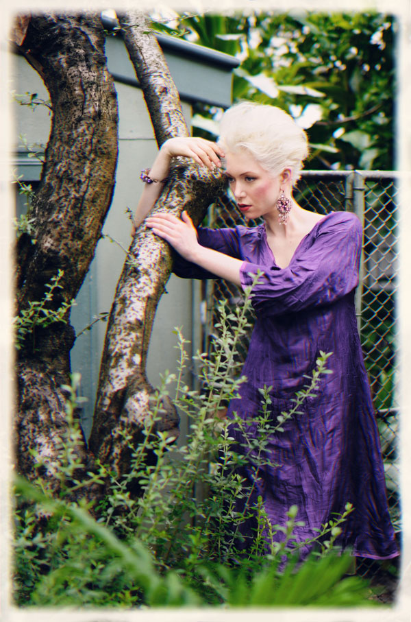 Purple Dress in Backyard, Fashion Catalogue