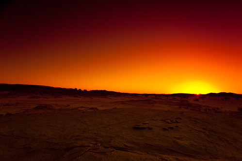 フリー写真素材|自然・風景|砂漠|夕日・夕焼け・日没|アルジェリア|サハラ砂漠|