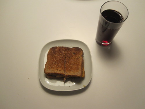 cheese toast, grape juice
