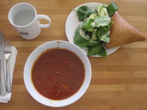Chili, salad, bread, yogourt (not in pic) - $6 from bistro