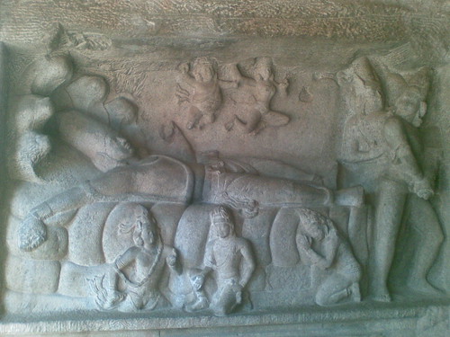 Anantasayana Panel, Mahishasuramardini Mandapam, Mamallapuram
