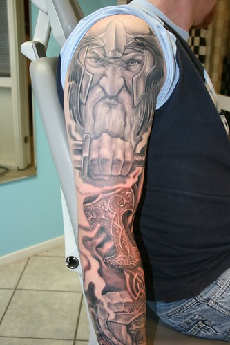 Viking style tattoo sleeve Photo by gettattoo Comment on this photo