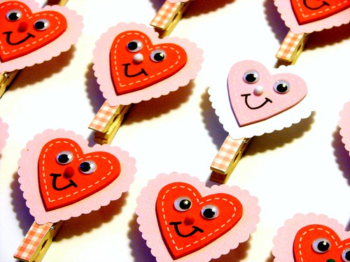 Valentine Clothespin Clip Magnets