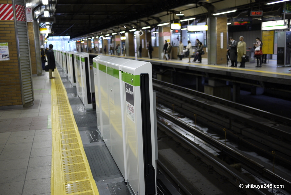 Looking back at the doors that have been installed at Ebisu station.