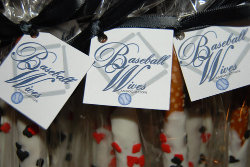 2010 Baseball Wives Association Autism Fundraising Event Casino themed chocolate dipped pretzel favor tags