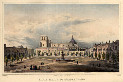 016-Plaza Mayor de Guadalajara-Voyage pittoresque et archéologique dans la partie la plus intéressante du Mexique1836-Carl Nebel